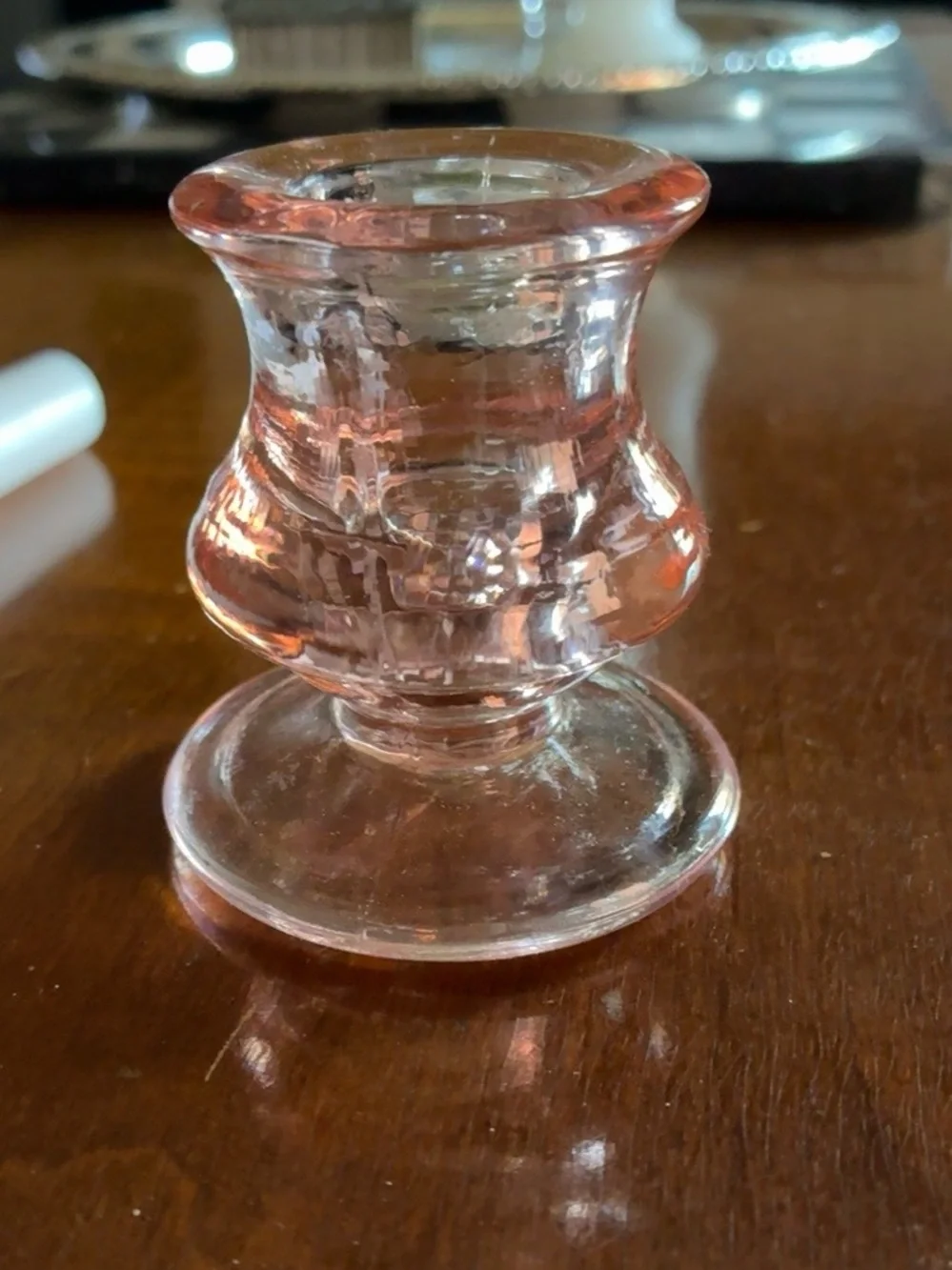 Vintage Pink Depression Glass Pedestal Dish Candleholder Bundle Cottage Coquette